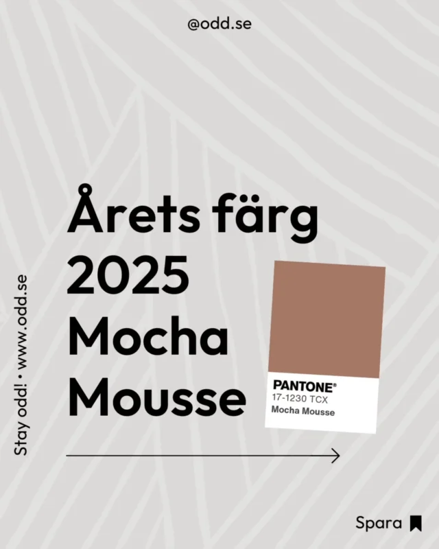 Årets färg 2025 - jordnära och omfamnande 🤎

Pantone har utsett årets färg för 2025 och det blev PANTONE 17–1230 Mocha Mousse. En varm brun nyans som är sofistikerad och jordnära samtidigt som den är elegant. Enligt @pantone känns färgen omfamnande och ger ett lugn. Den påminner om att uppskatta de små sakerna i livet och glädjen som kommer av att dela det med andra.

#marknadsföringstips #socialamedier #socialamediertips #webbyrå #kommunikationsbyrå  #stayodd #marknadsföring #digitalmarknadsföring #varumärke #kommunikation