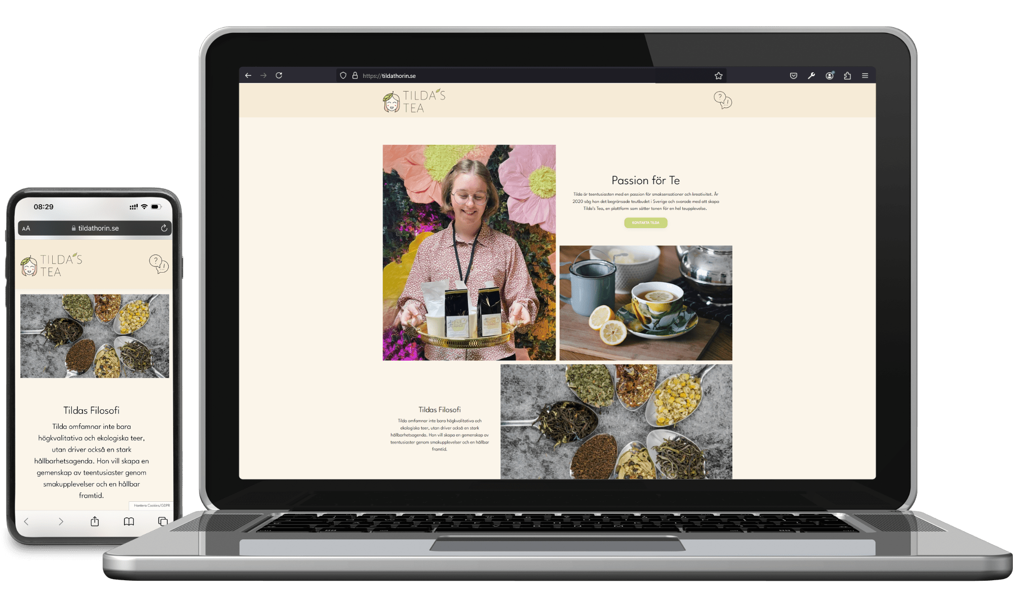 Digitalt visitkort Tildas Tea